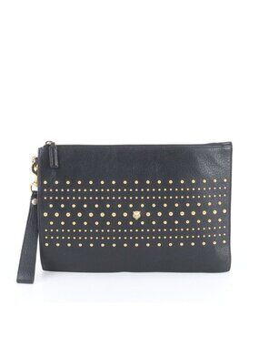 Gucci Tiger Head Leather Clutch Pouch Black Enm
